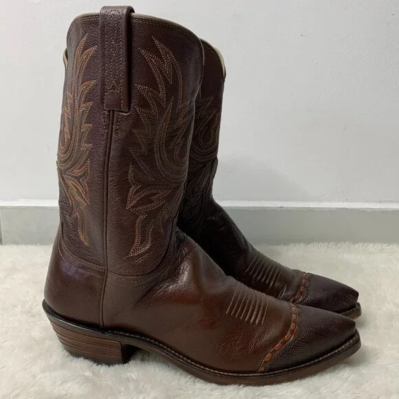 Lucchese 1883 Men's Brown Leather Lizard Western Cowboy Boots Size 9 - Picture 2 of 10